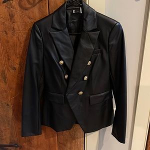 Love token faux leather blazer